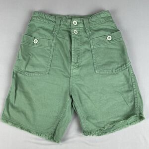 Pilcro Slouchy Surplus High Rise Shorts Women's 26 Green Cotton Fray Basic Norm